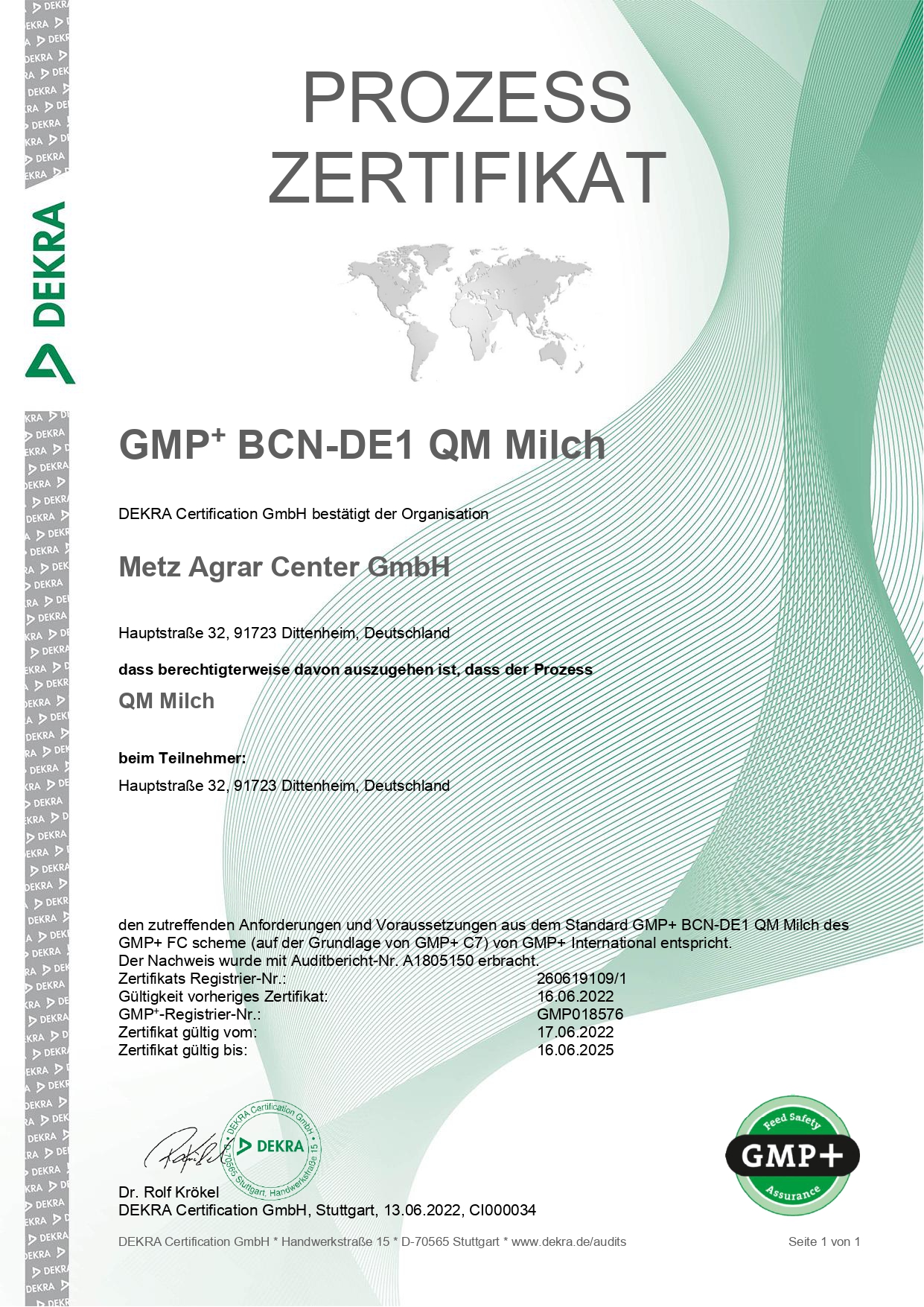 Zertifikat GMP Milch